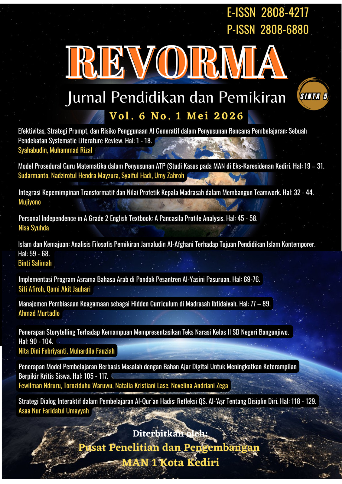 					View Vol. 6 No. 1 (2026): REVORMA: Jurnal Pendidikan dan Pemikiran (Edisi Mei 2026)
				